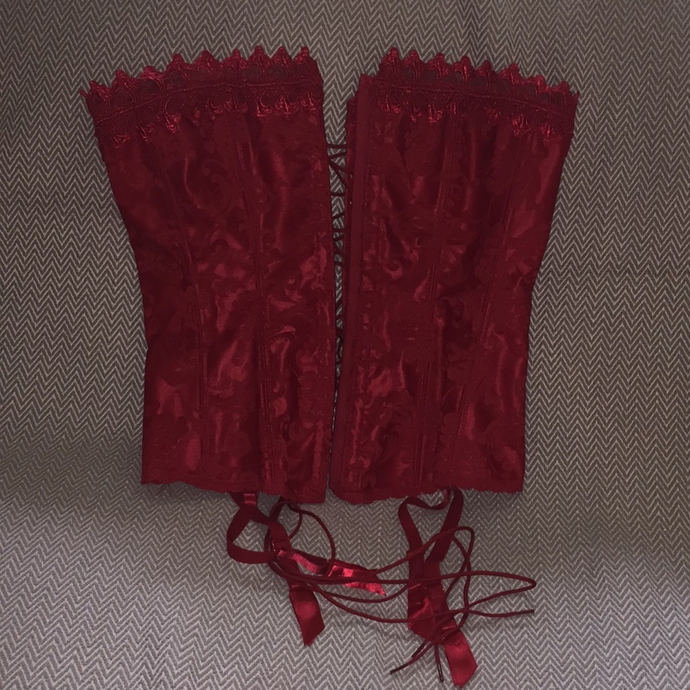 Red Lace Print Corset